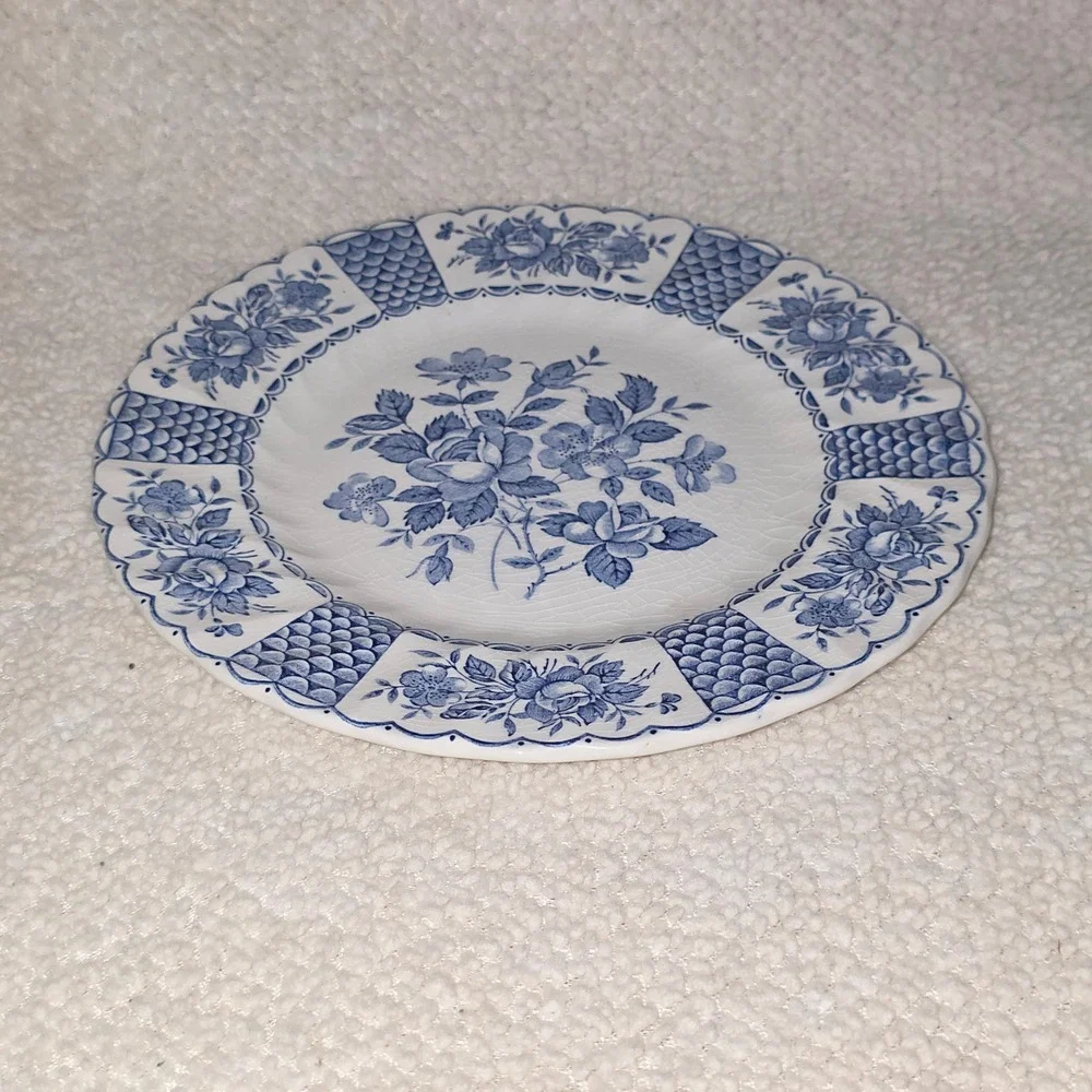 Myott Melody Side Plate Ironstone Blue White Vintage 1982 Floral England 7.6